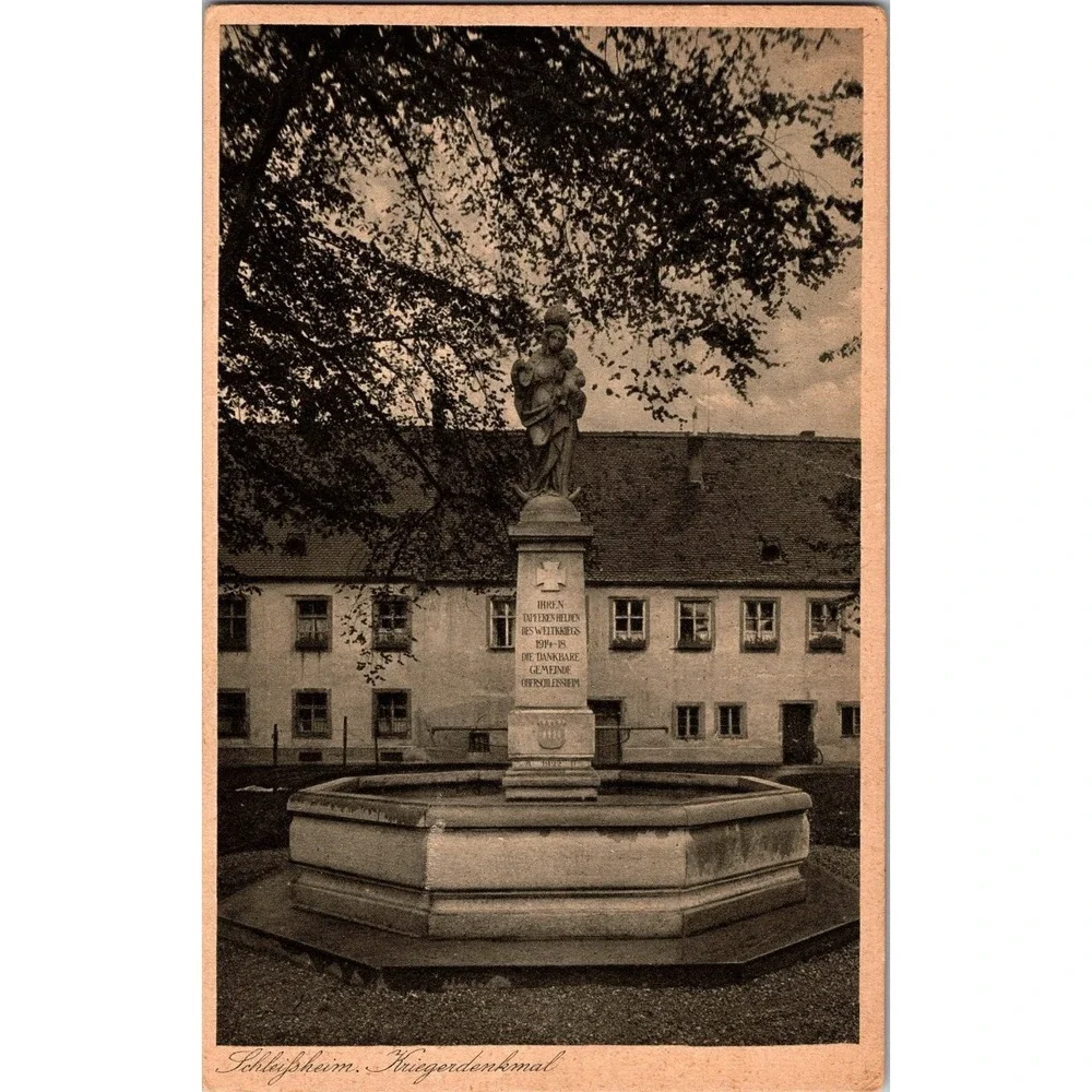Vintage Schleissheim Kriegerdenkmal WWI Memorial Postcard Germany